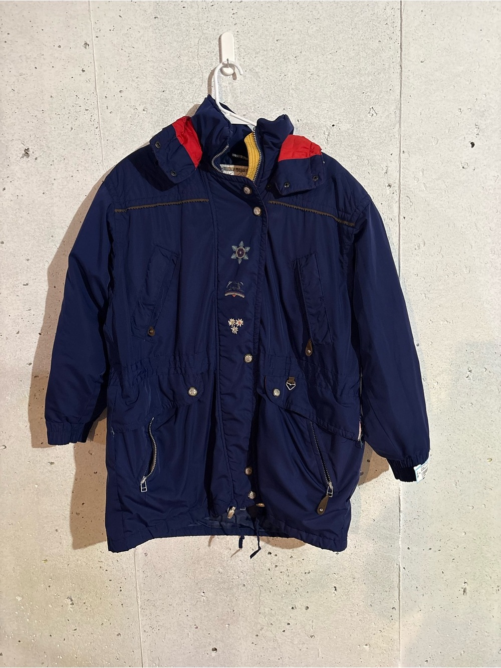 Vintage Obermeyer Thermolite Embroidered Navy Ski Jacket | Size 8